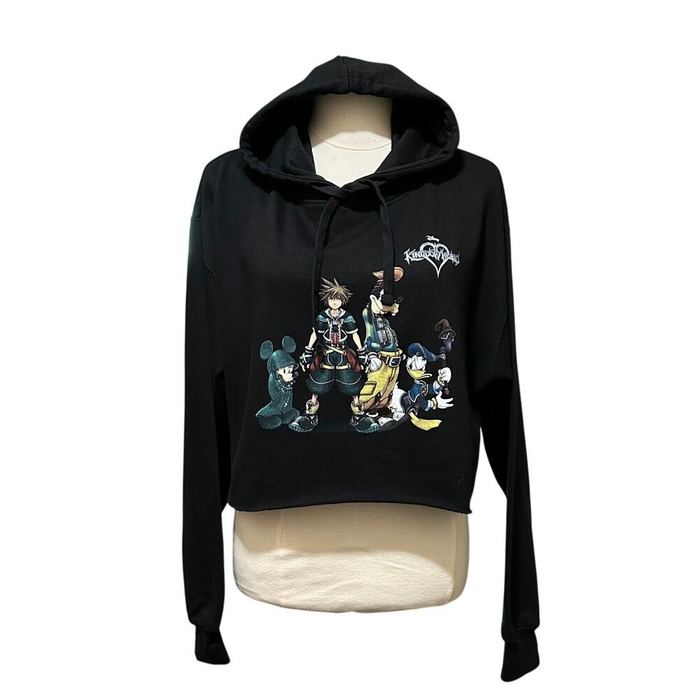 Disney Kingdom Hearts Cropped Women's Hoodie Sora Mickey Goofy Donald Large